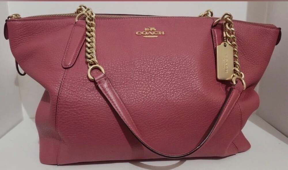 COACH Ava Chain Tote Pebbled Leather Bag Rouge #F22211